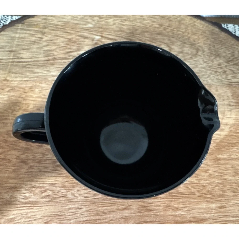 VTG Arcoroc France Creamer Julie Pattern Black Gold Silver Floral Design Glass